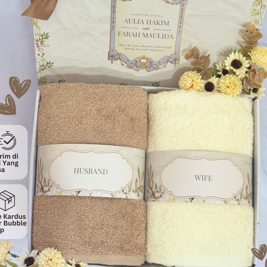 Handuk Couple Wedding Bordir Hampers Handuk Couple Seserahan Pernikahan