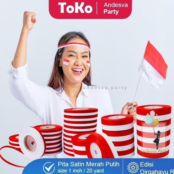 

Rq-56 Promo !!!! Pita Satin Merah Putih 1 Inci / Hiasan 17 Agustus / Hut Ri / Pita Kain /Pita Hiasan Agustus