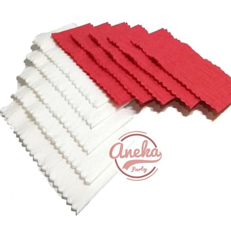 

Rwe-45 Isi 12 Kertas Krep Potong Merah Putih / Hiasan 17 Agustus / Kertas Krep Segi Hut Ri Merah Putih