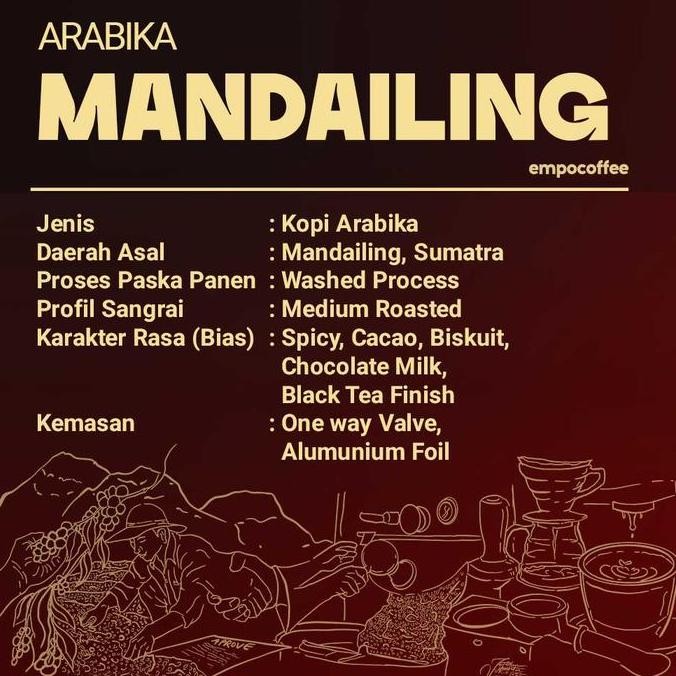 

Kopi Arabika Mandailing Sumatra Arabica Coffee Roasted Bean Coffe 1Kg