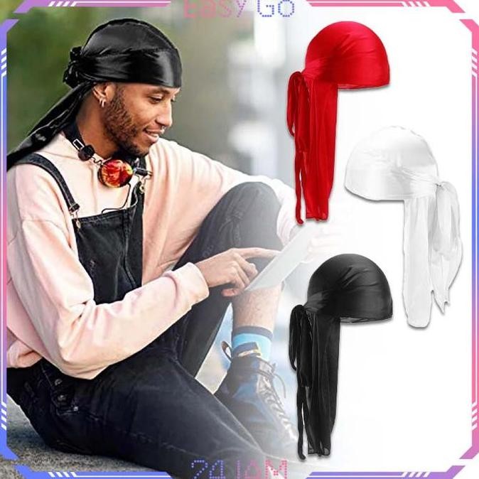 DY47 - Bandana Durag Ekor Panjang Durag Kepala Hip Hop Topi Durag Bandana Ikat Kepala Breathable