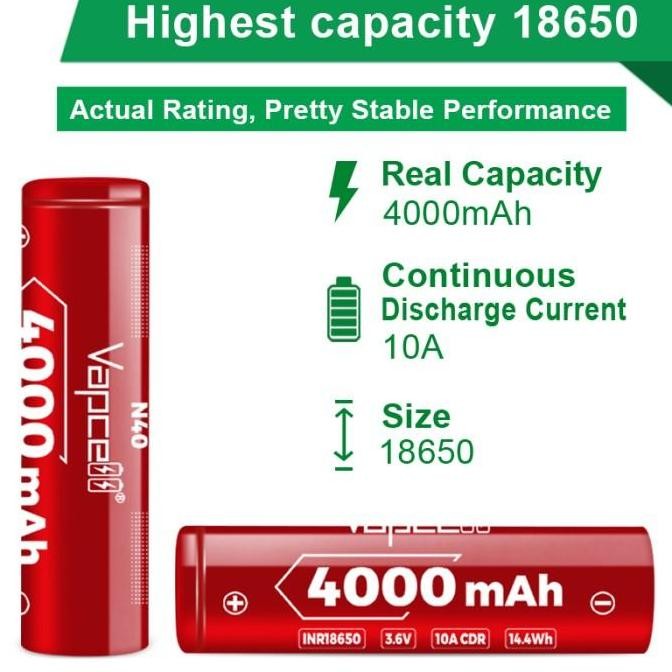TERBARU - BATERAI 860 N40 4000mAh 0A SENTER LED HIGH CAPACITY .7 VOLT VPCELL