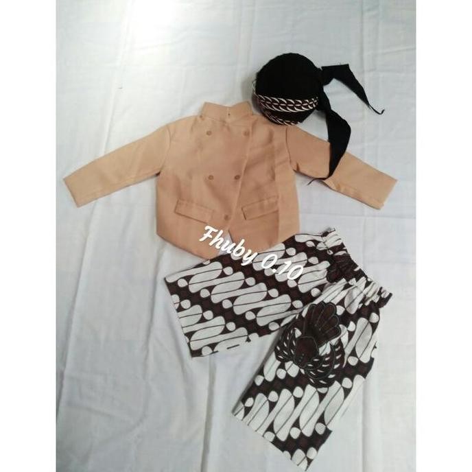 Beskap Anak | Beskap+Celana Batik Putih+Blangkon Samurai | Beskap Bayi