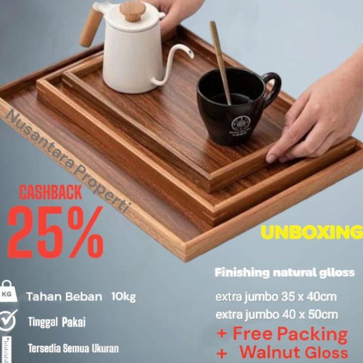 Nampan Kayu Pinus Aesthetic Tatakan Persegi Panjang Tatakan Dapur Tatakan Estetik Tatakan Serbaguna