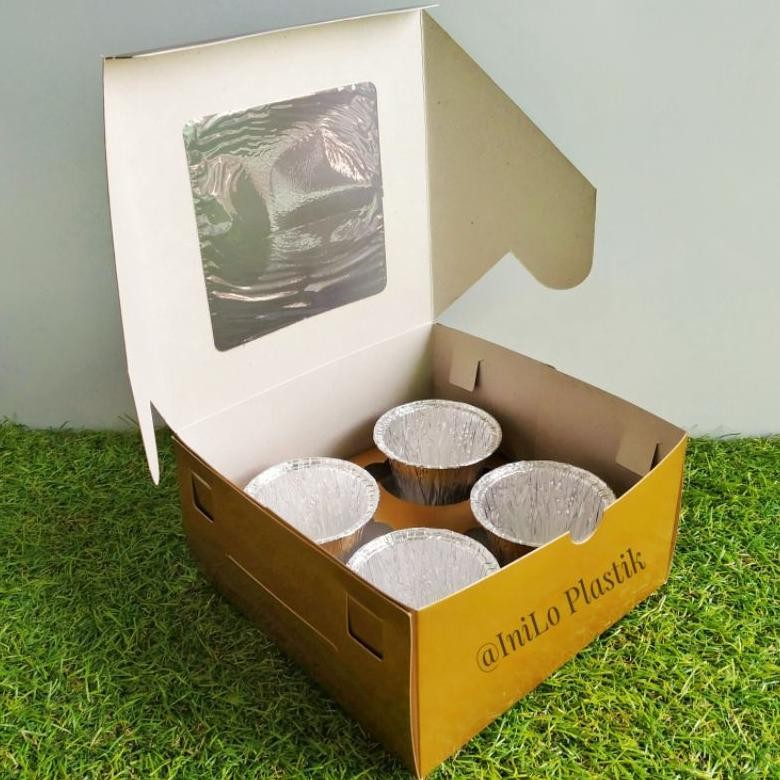 

U-45 Eh76 @10Pcs Dus Cupcake Lubang 4 / Box Kemasan Kue Cupcake Muffin Lubang 4 Termurah