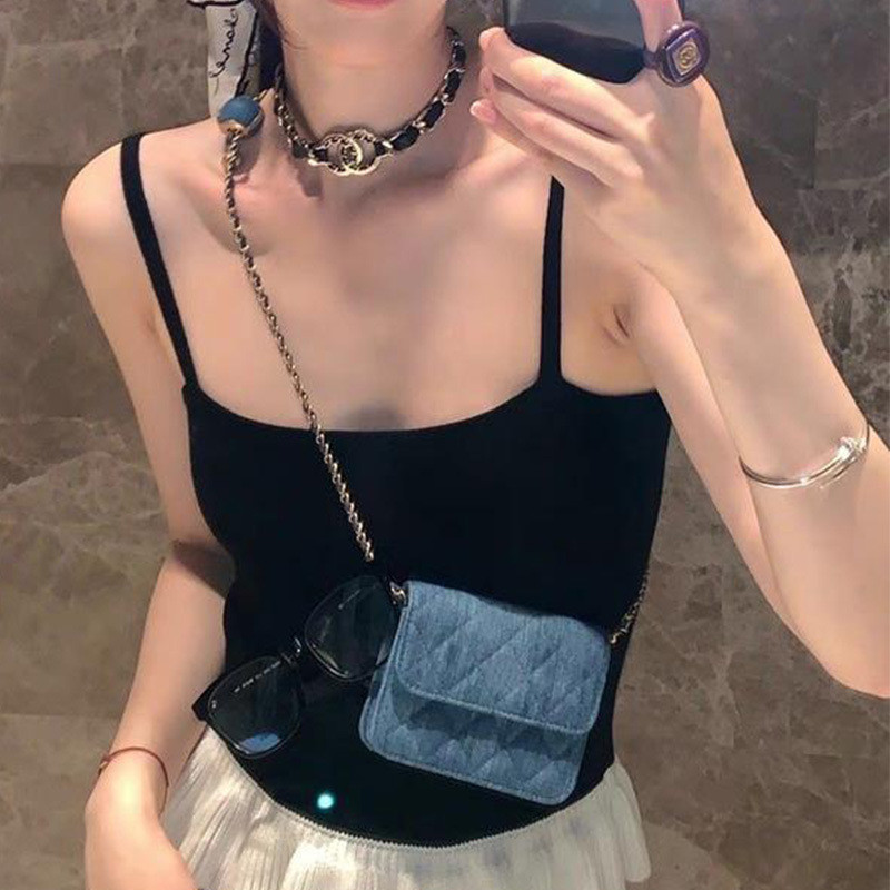 New Fashion Small Chanel Style Diamond Chain Bag Denim Design Versatile Shoulder Crossbody Bag for W