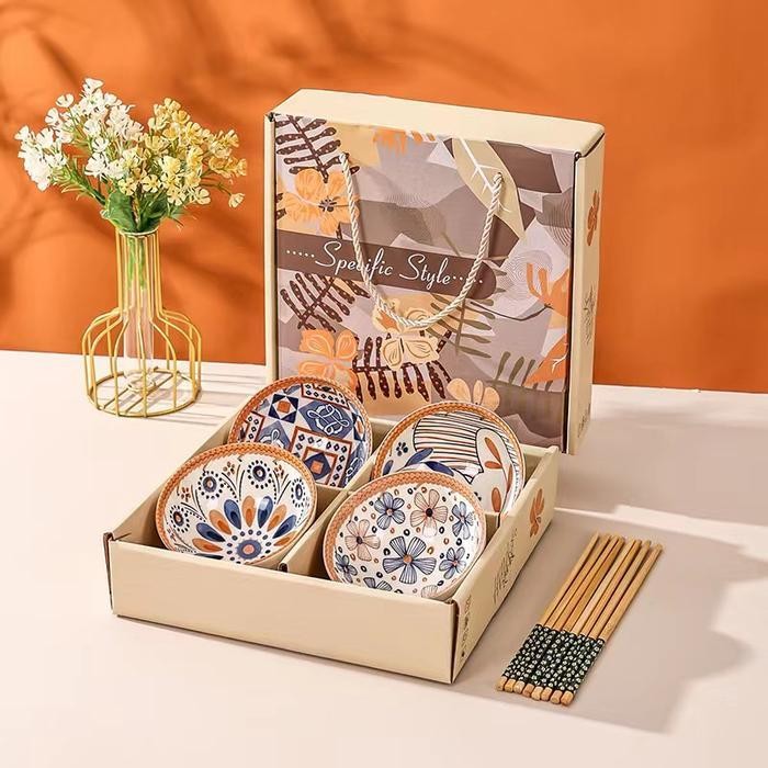 (Terbaru) Eiko Set / Eiko Set Orange Bowl / Eiko Japanese Style Bowl And Plate Bestseller