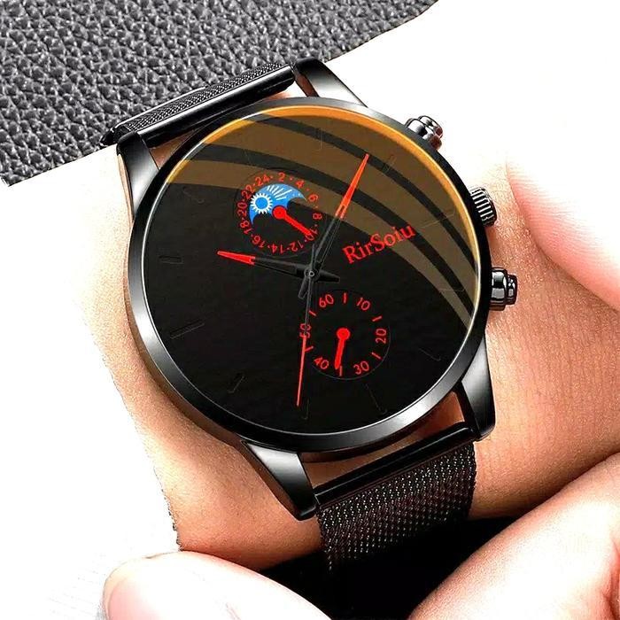 Special Jam Tangan Pria Mewah Full Stels Tali Pasir Tipis Sempel Tahn Air Nt-137