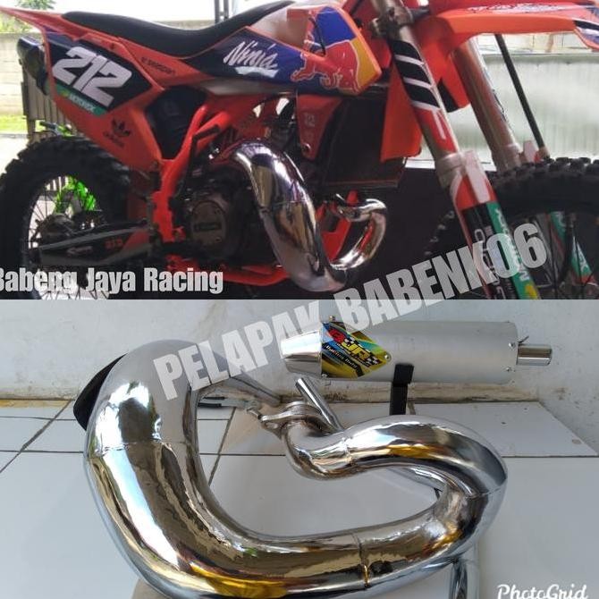 knalpot udang trail ninja r rr ss 2 tak model ktm full chrome full sistem bisa buat rangka ktm klx c