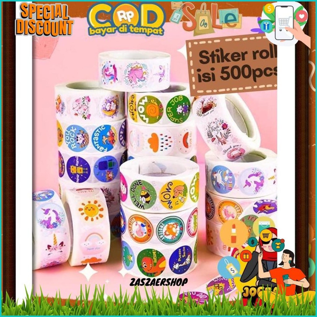 

Stiker Roll Reward Isi 500 Pcs Bulat Anak Ucapan Motivasi Hiasan Animal Hewan Unicorn Lucu Thank You Cod