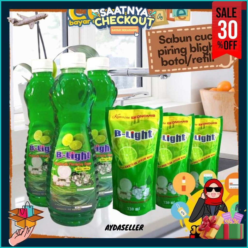 Sabun Cuci Piring B-Light 450 Ml 330 Mililiter Pembersih Alat Dapur Wangi Botol Refill Blight Termur