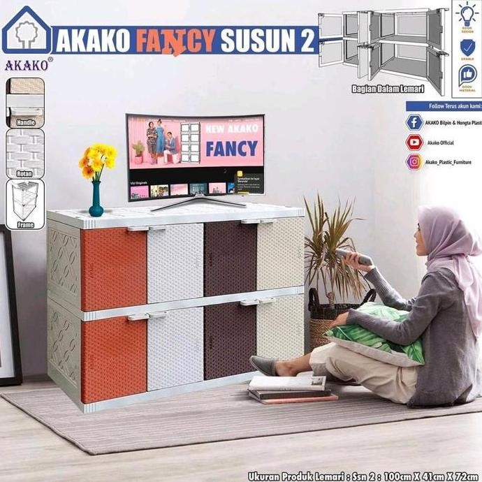 BEBAS ONGKIR - Lemari Baju Plastik Akako Fancy Meja Akako Fancy susun 2 Lemari Susun 2 Laci Penyimpa