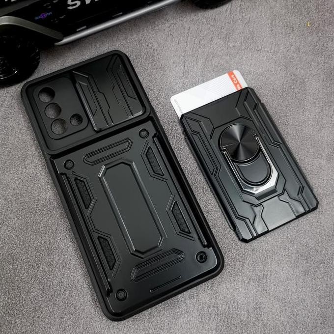 DY59 - Oppo A74 4G - A95 4G CardX Flip Lens Card Ring Armor Case Shockproof