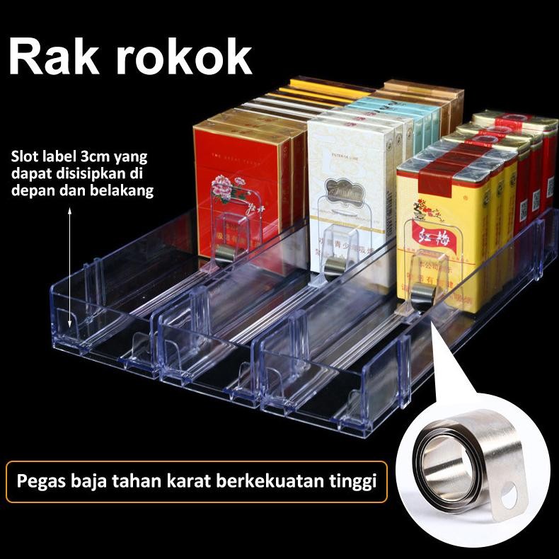 6Pcs RAK ROKOK PUSHER Display ACRILIK BENING OTOMATIS Minimarket dan Supermarket Rak Toko Otomatis T