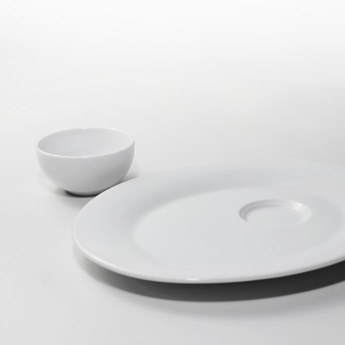 (Promo) Piring Snack + Sauce Dish Keramik (1Set) Putih Polos By Indo Keramik Bestseller