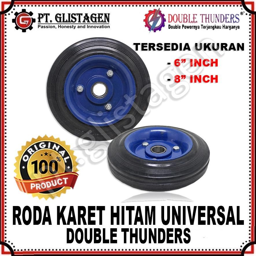 DT Roda Karet Hitam Universal 6" inch 8" inch Roda Trolly Troli Roda Gerobak Roda Kompresor Serba Gu