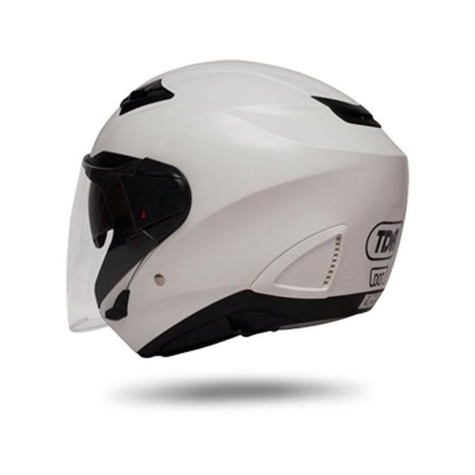 Helm Tdr Xd-611 Solid White Half Face Double Visor