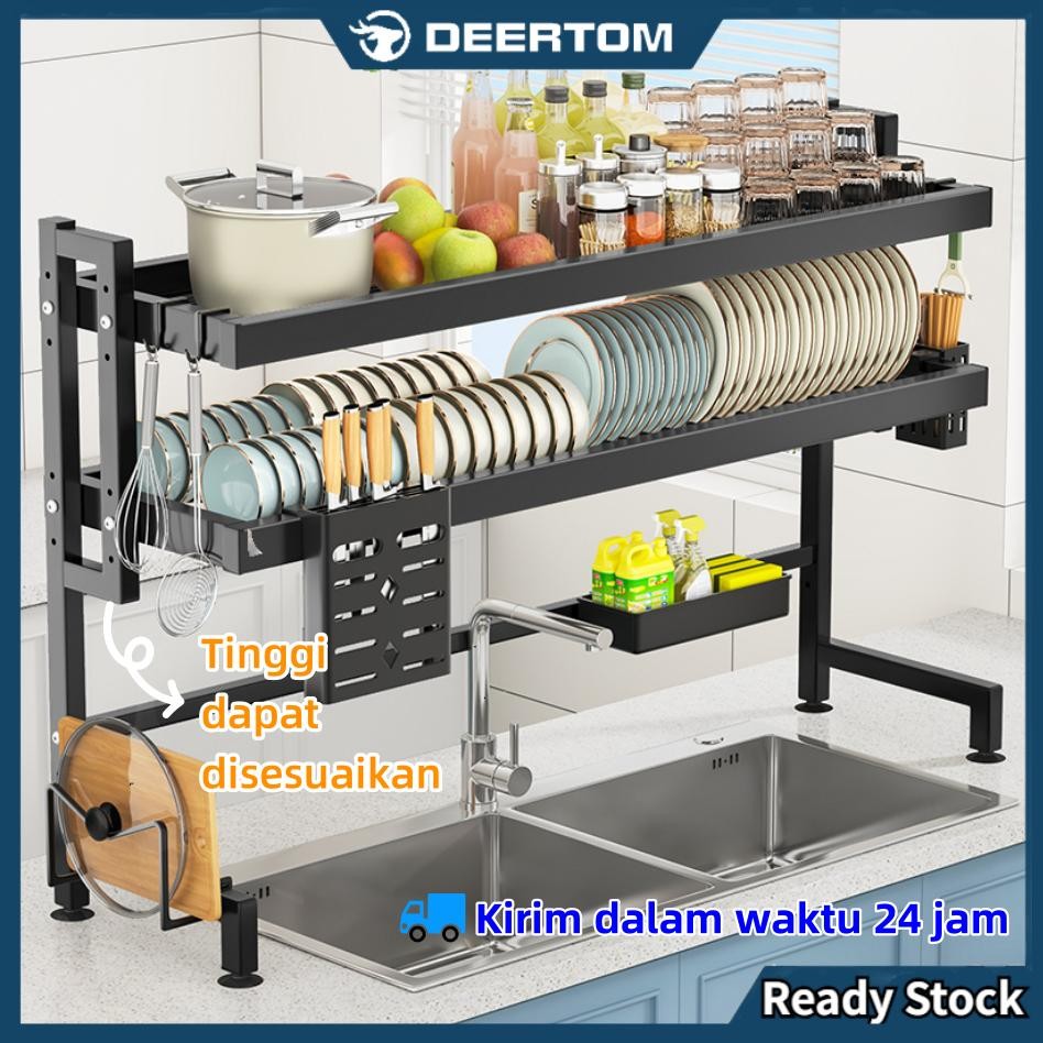 Pengiriman dalam 24 jamRak Piring Rak Wastafel Stainless Steel Rak Penyimpanan Dapur Rak Pengering P