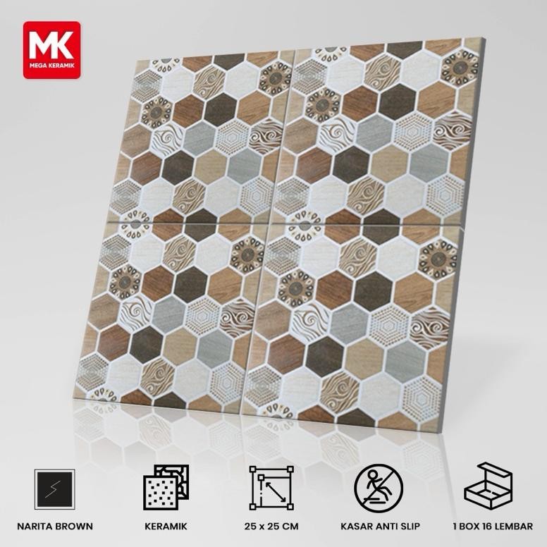 Keramik Lantai Kamar Mandi Kasar Narita Brown 25x40 aSt