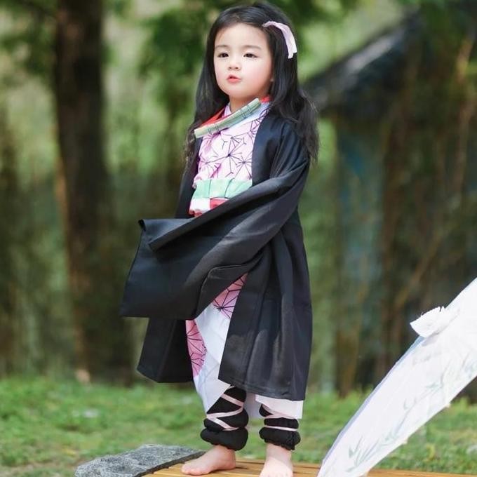 Kostum Kimetsu No Yaiba Anak Costume Kids Cosplay Nezuko Kimetsu No Yaiba Haori Nezuko Costume