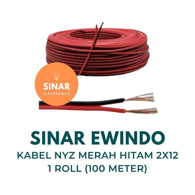 Kabel NYZ Merah Hitam 2x12 SINAR EWINDO 1 Rol (100 Meter)