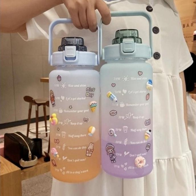 BOTOL VIRAL KOREA 2 LITER Minum Motivasi 2000ml 2L