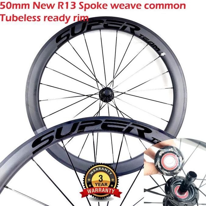 Promo Superteam Carbon Clincher Rim Brake Wheelset Road Bike 700C Hub R13 COD