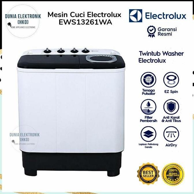 BEBAS ONGKIR - MESIN CUCI ELECTROLUX EWS13261WA EWS 13261WA MESIN CUCI 2 TABUNG 12 KG