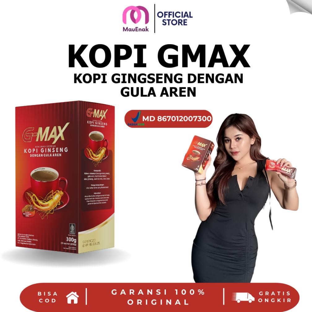 

Ready!! KOPI G-MAX ORIGINAL BPOM 1 BOX ISI 10 SACHET HALAL & AMAN