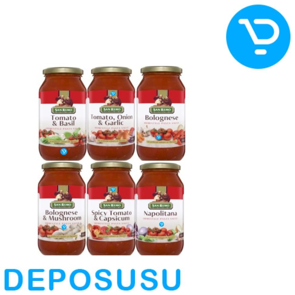 

San Remo Sauce Bolognese Basil Napolitana Spicy Garlic Mushroom 500Gr