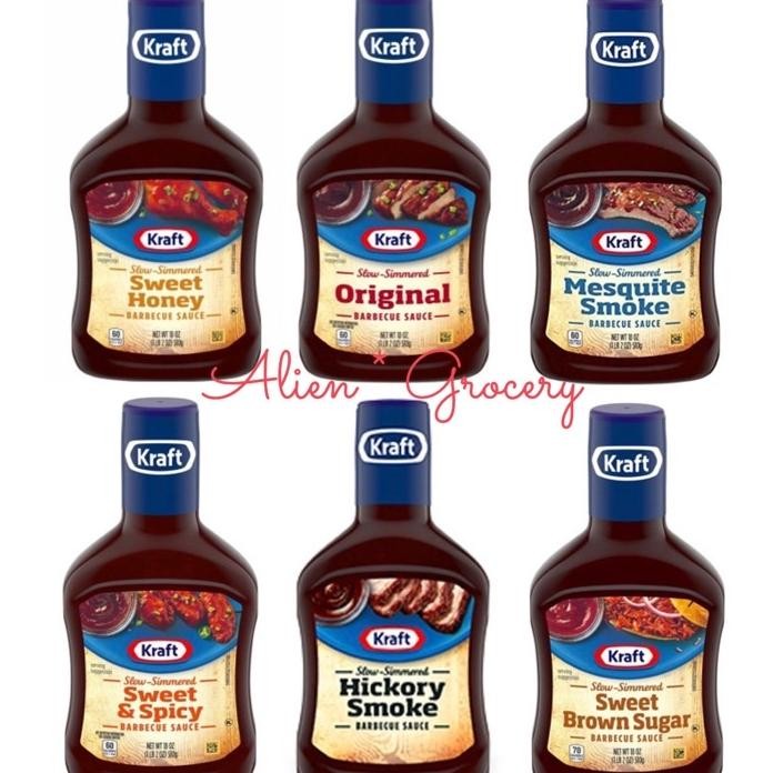 

Kraft Bbq Barbeque Sauce Hickory Mesquite Smoke Spicy Honey Original Sweet Brown Sugar 510Gr