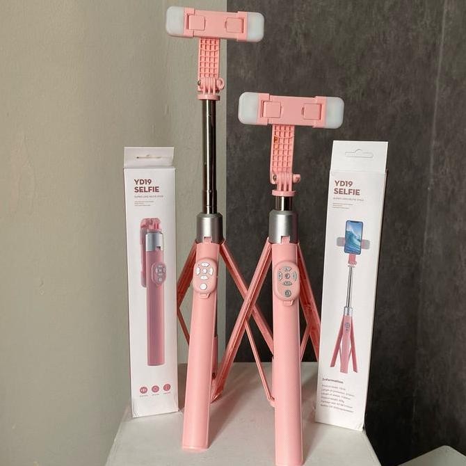 Tongsis / Tripod Selfie Stick Yd19S 170Cm Pink 2 Lampu