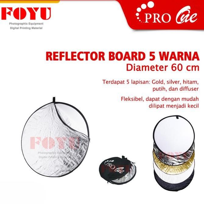 TERLARIS - Reflector Board Papan Reflektor Cahaya Studio Foto Pemantul 5in1 5 Warna Pro One Bulat 60
