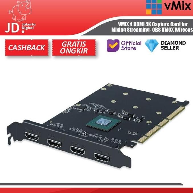 TERMURAH - VMIX 4 HDMI 4K Capture Card for Mixing Streaming- OBS VMOX Wirecast