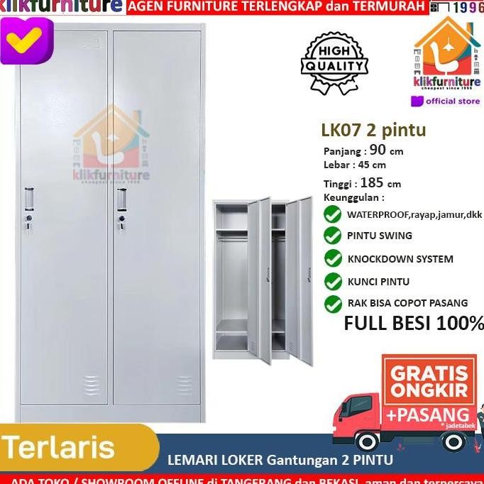 TERMURAH - Loker Lemari Besi / Loker 2 Pintu + Gantungan Baju LK07