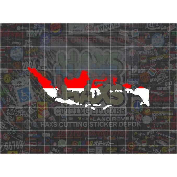 

Cutting Sticker Peta Indonesia 2 Warna Merah Putih Ukuran 20X7 Cm