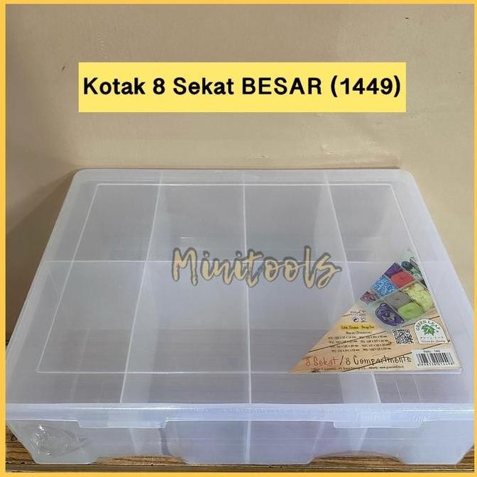 Kotak Plastik 8 Sekat Besar / Kotak Benang Besar / Green Leaf 1449