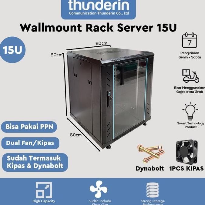 TERLARIS - Wallmount Rack Server 15U || Rak Server Single Door Besar