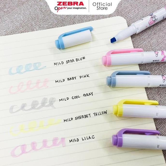 

BEBAS ONGKIR - ZEBRA Mildliner Double Side Highlighter My Melody Kuromi Sanrio 50th Anniversary series Limited Edition Water Based Marker Spidol Warna - Set 5