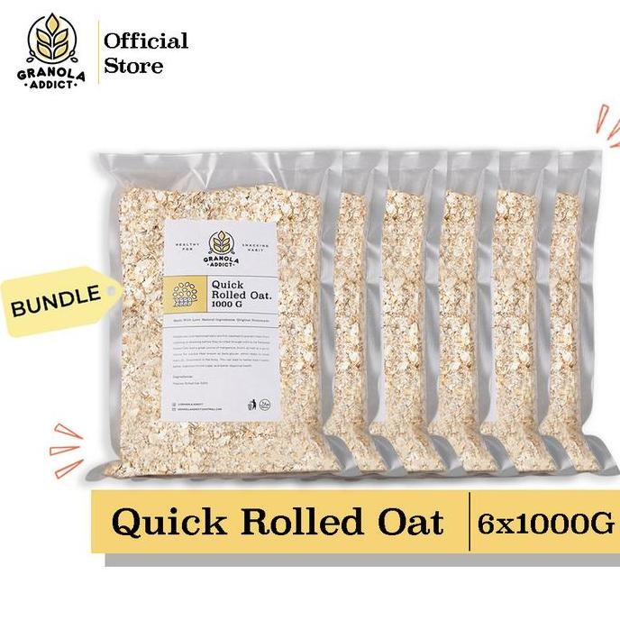 

Granola Addict - PAKET ISI 6 QUICK / INSTANT Rolled Oat 1KG