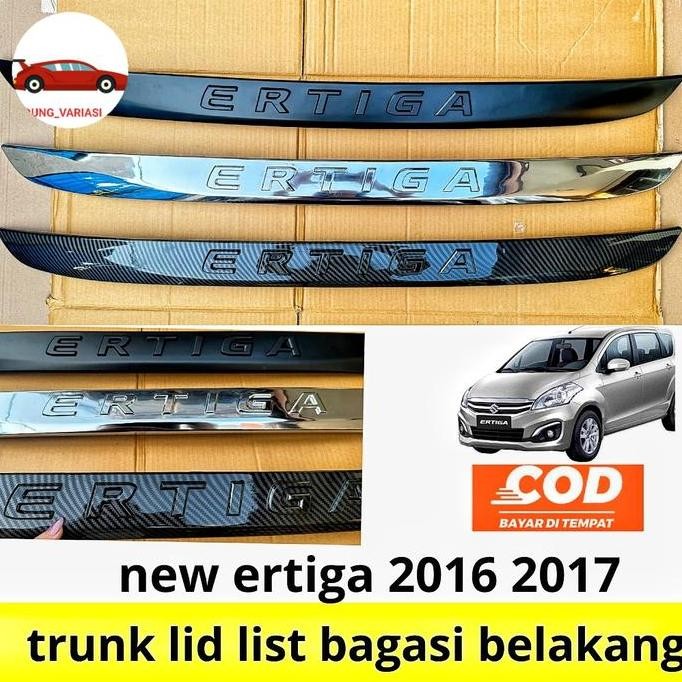 Trunk Lid List Bagasi Belakang New Ertiga 2016 2017 Emboss Chrome Hitam Carbon