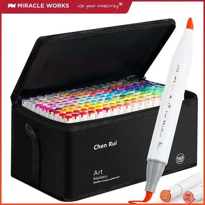 

MW&Chenrui Spidol 48/60/80/100/120/168 Warna Warni Dual-tip(ujung brush+ujung broad)Art Marker Set Ohuhu Markers JS