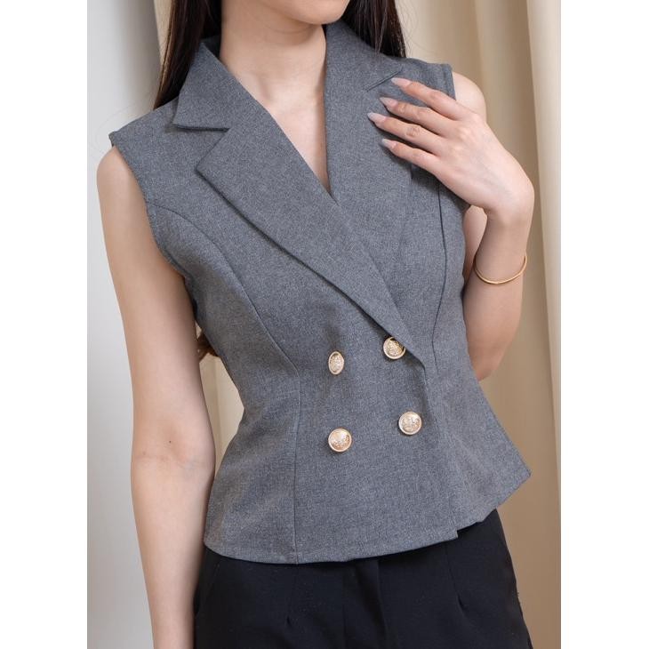 Ollythelabel Claude Vest Top Atasan Rompi Baju Lebaran Blouse Wanita Rompi Wanita Vest Wanita