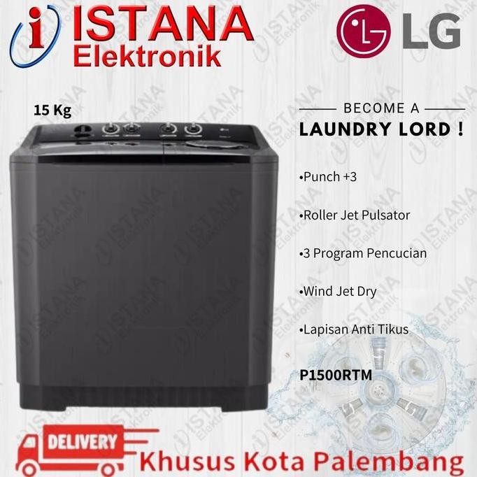 LG MESIN CUCI 2 TABUNG 15 KG P1500RTM