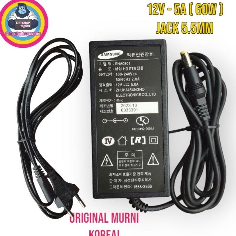 Samsung Adaptor Dc 12V 5A Buat Dvr Cctv Monitor  Cocok Buat Monitor Spc Inforce Viewsonic