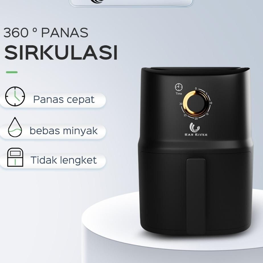Air Fryer 3.5L Watt Han River Low Power Pink Listrik