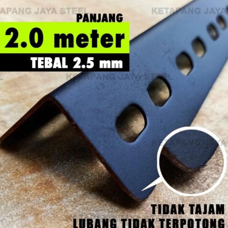 Besi siku lubang 2.5mm Hitam, 2 meter BAGUS dan MURAH aSt
