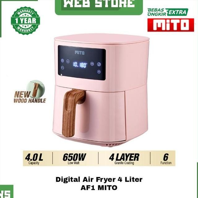 Air Fryer Af1 Penggorengan Listrik Dital 4 Liter Low Watt Pink