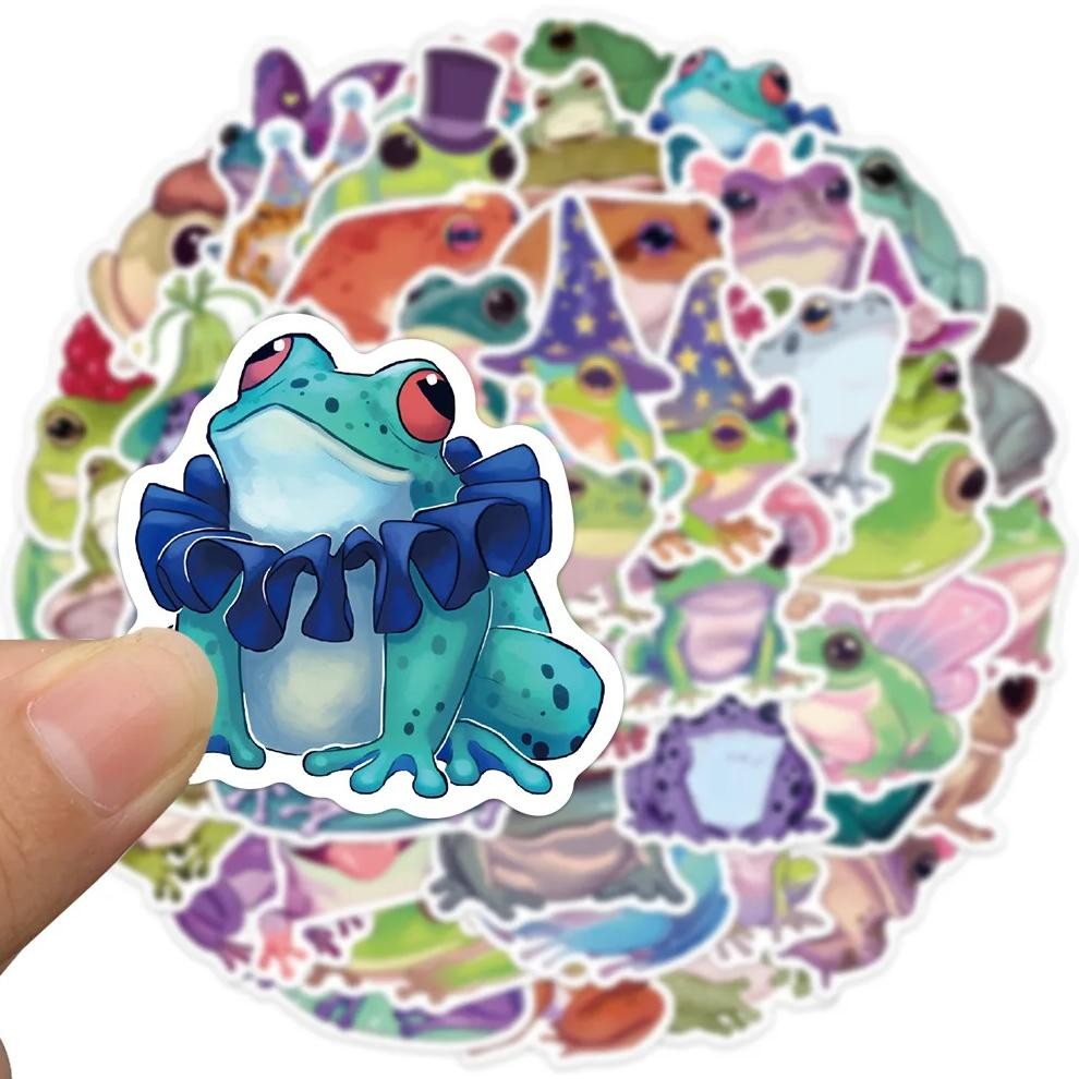 

50Pcs Cute Colourful Frog Cartoon Animals Graffiti Stickers Waterproof Scrapbook Laptop Notebook Luggage Sticker