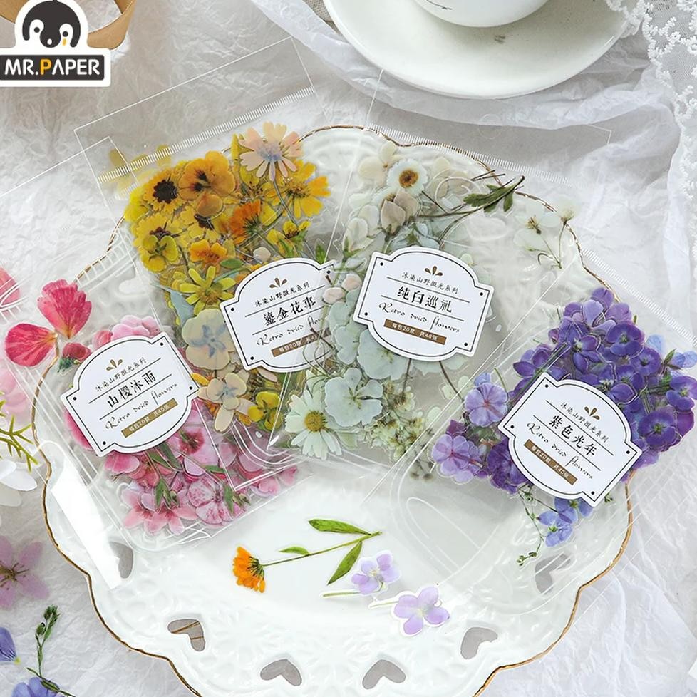 

Mr.Paper 2 Styles 40Pcs/Bag Fresh Flower Stickers Ins Style Cute Hand Account Material Stickers Decorative Stationery Stickers